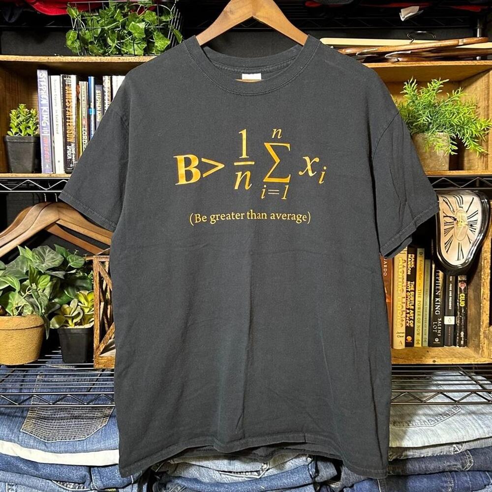 Vintage Y2K Math Comedy Joke Tee Mens Large Black Orange Funny Shirt Equation
